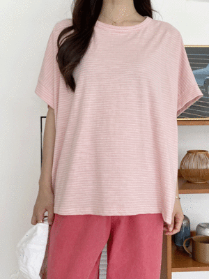 나분징 루즈핏 단가라 가오리 반팔 티셔츠