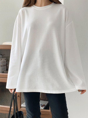 냉나푸 라운드넥 오버핏 베이직 트임 티셔츠