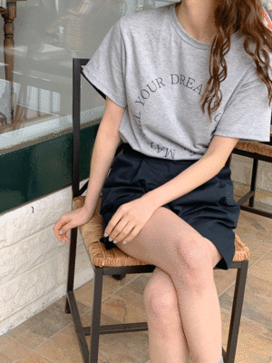 람리명 라운드넥 컬러 레터링 반팔 티셔츠